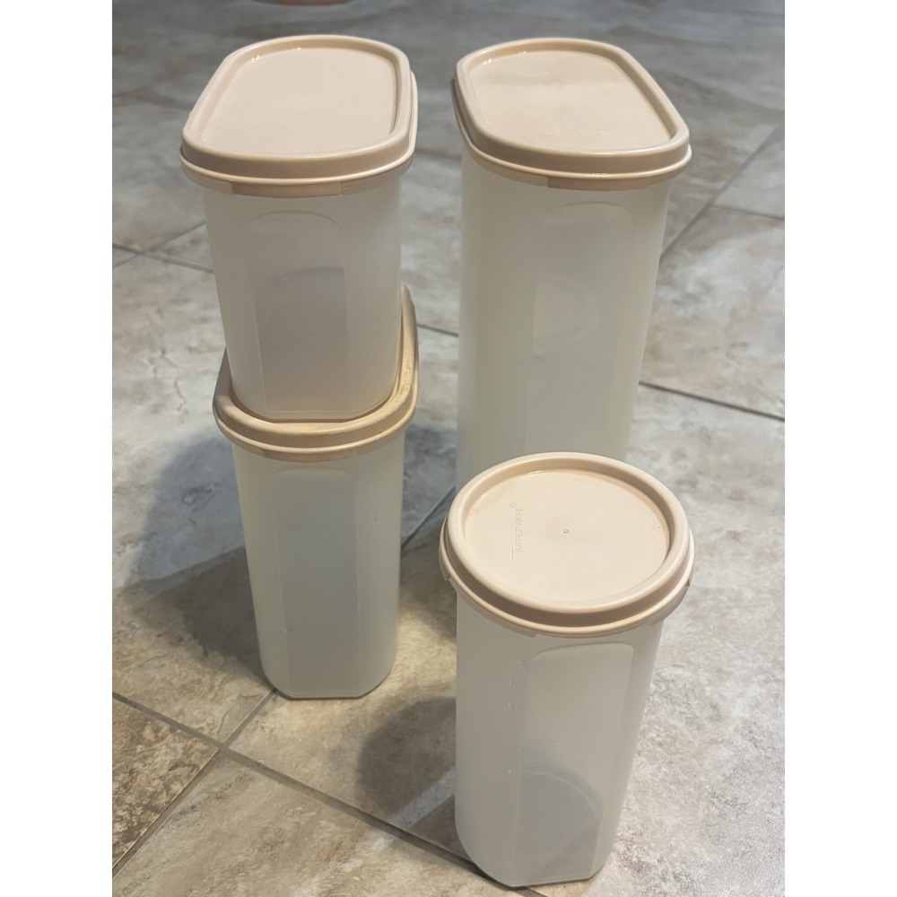 Vintage Tupperware Modular Mates Canister Set 4 Containers Pink Seals USA
